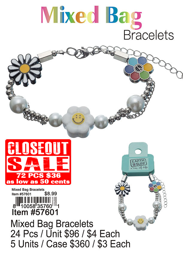 Mixed Bag Bracelets - Closeout 36 Pcs.